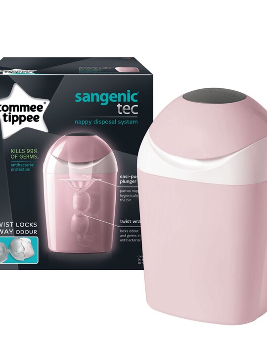 Tommee Tippee Sangenic Tec Nappy Disposal System with 1 Cassette - Pink image number 1